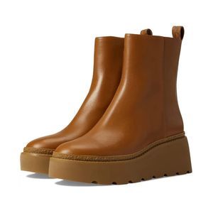MICHAEL Michael Kors Tan Gold Heeled Boots with Chunky Sole